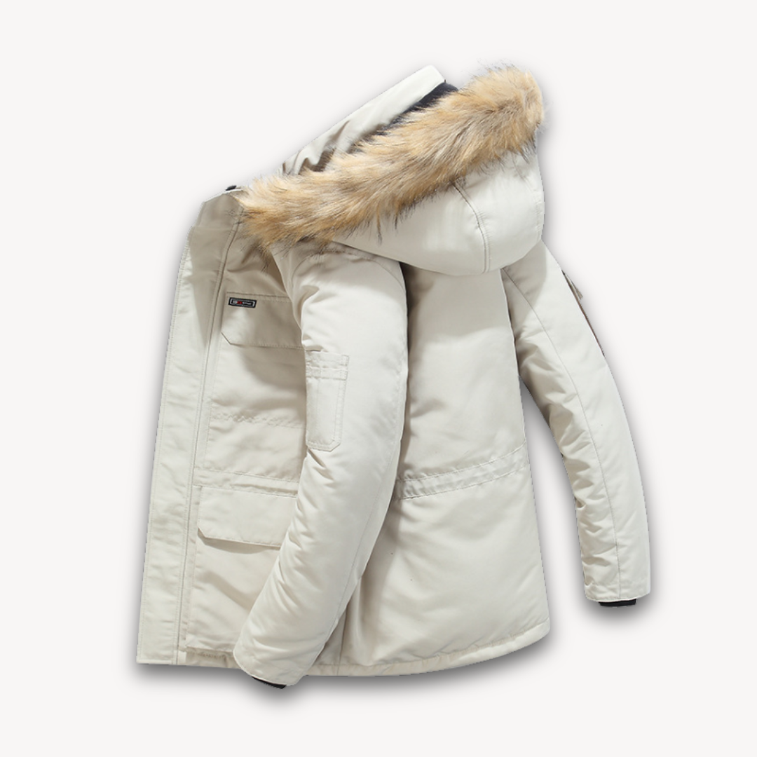 Men's Waterproof Parka With Fur Trim Hood