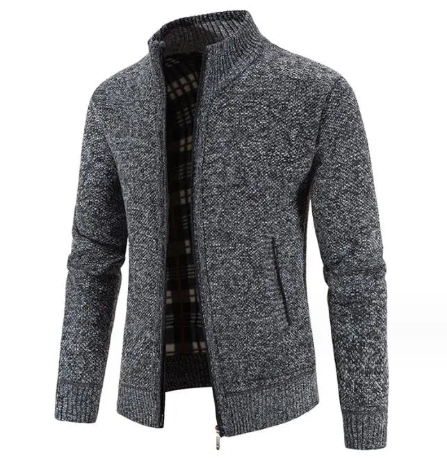 Gray knitted cardigan on a white background