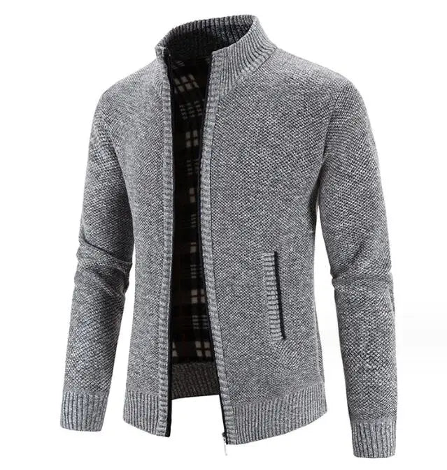 Gray knitted cardigan on a white background