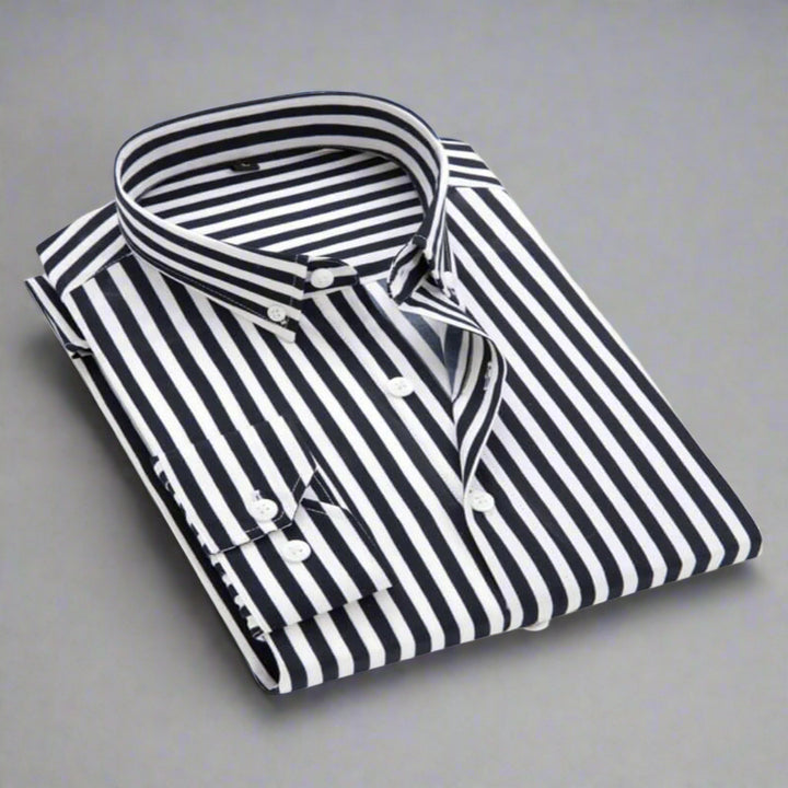 Men's Striped Cotton Long Sleeve Shirt