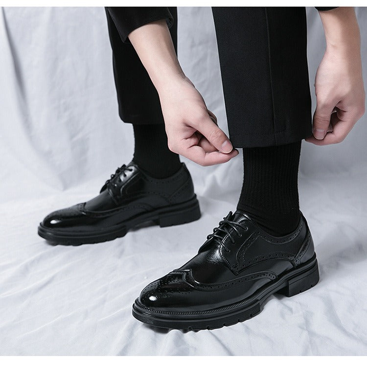 Mens Brown PU Brogue Lace-Up Shoes