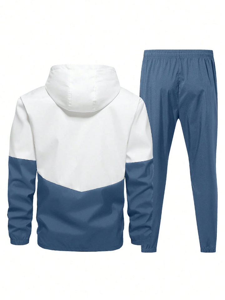 Men's Colorblock Hooded Tracksuit Set