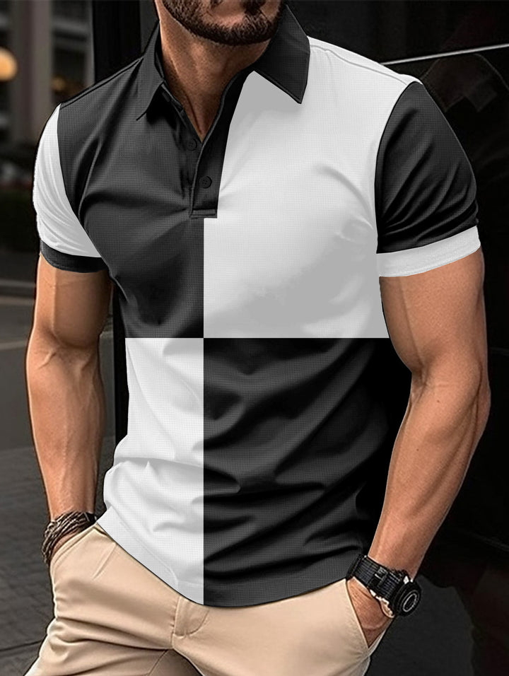 Mens Colourblock Textured Polo Shirt