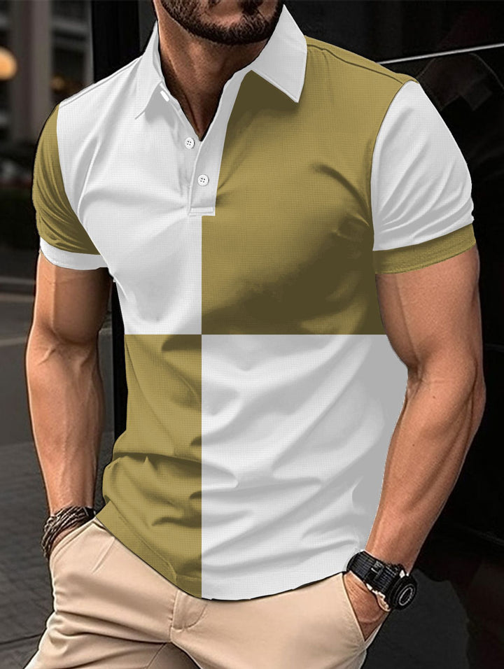 Mens Colourblock Textured Polo Shirt