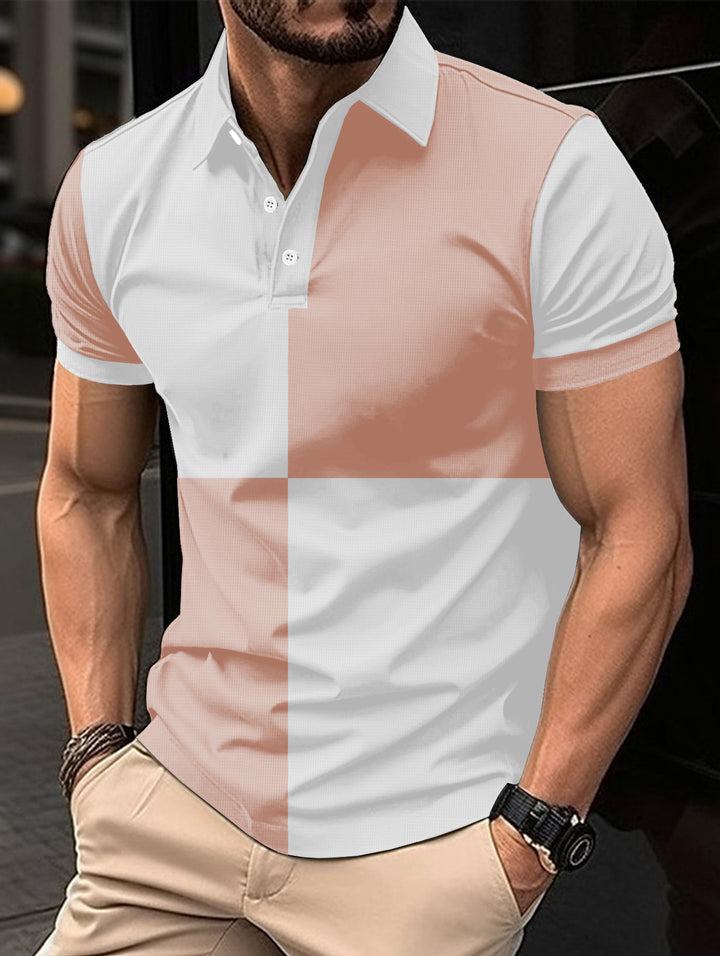 Mens Colourblock Textured Polo Shirt
