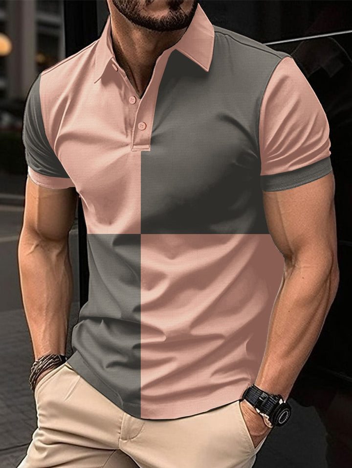 Mens Colourblock Textured Polo Shirt