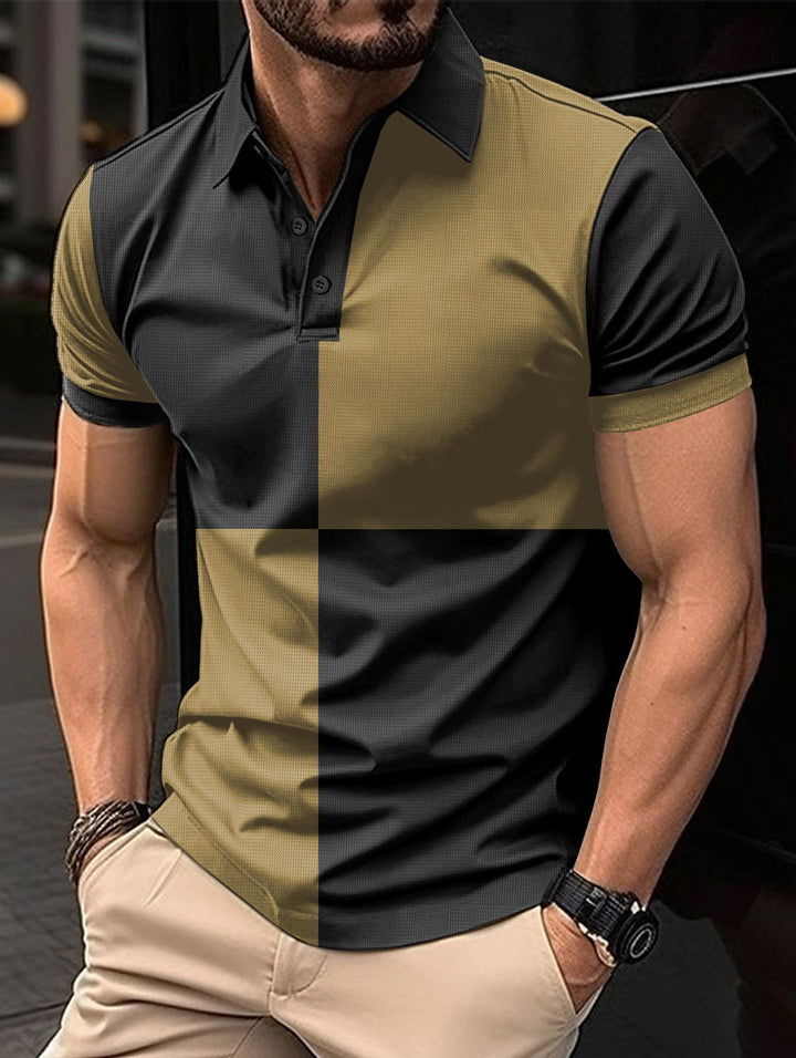 Mens Colourblock Textured Polo Shirt