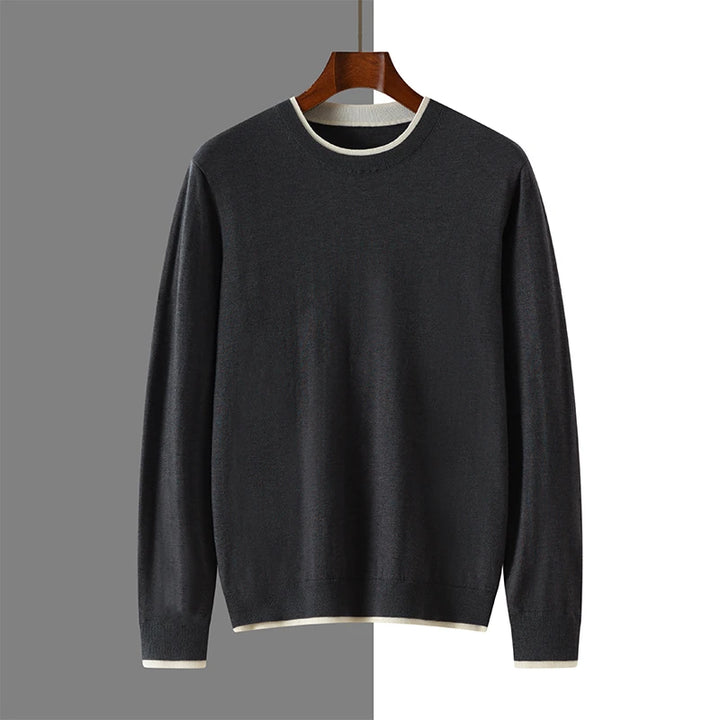 Mens Contrast Trim Knit Jumper