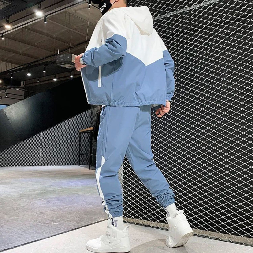 Men's Colorblock Hooded Tracksuit Set