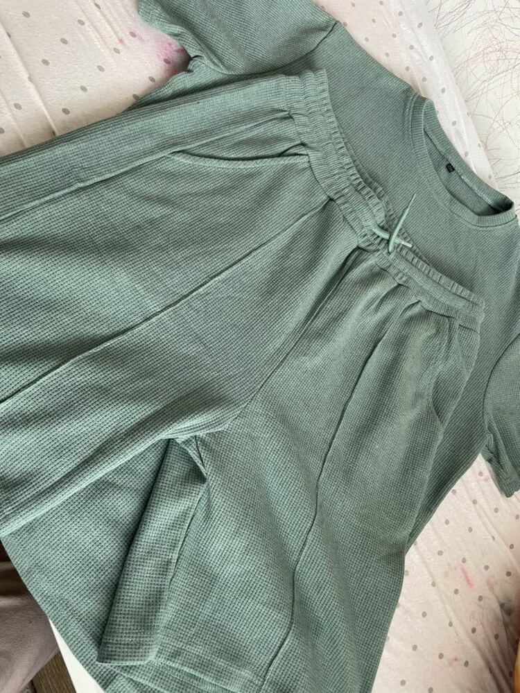 Mens Cotton Waffle Short Sleeve Set