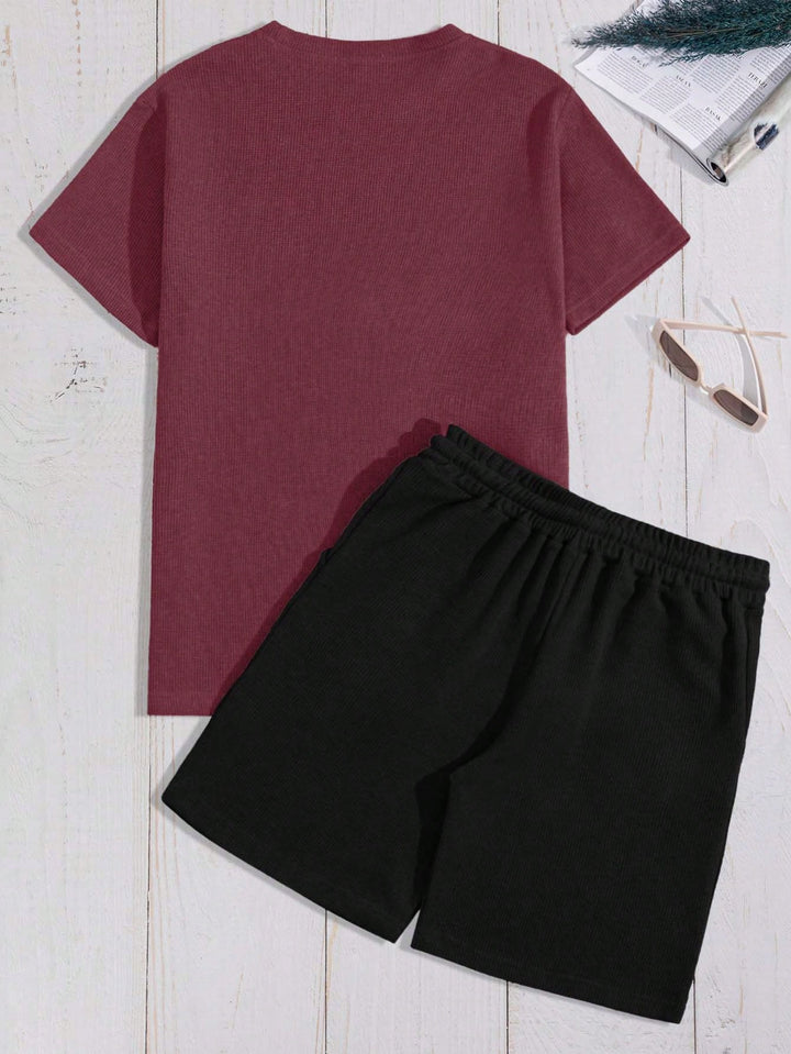 Mens Cotton Waffle Short Sleeve Set