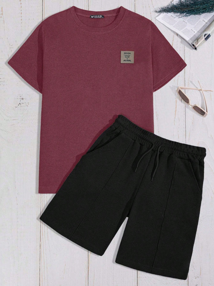 Mens Cotton Waffle Short Sleeve Set
