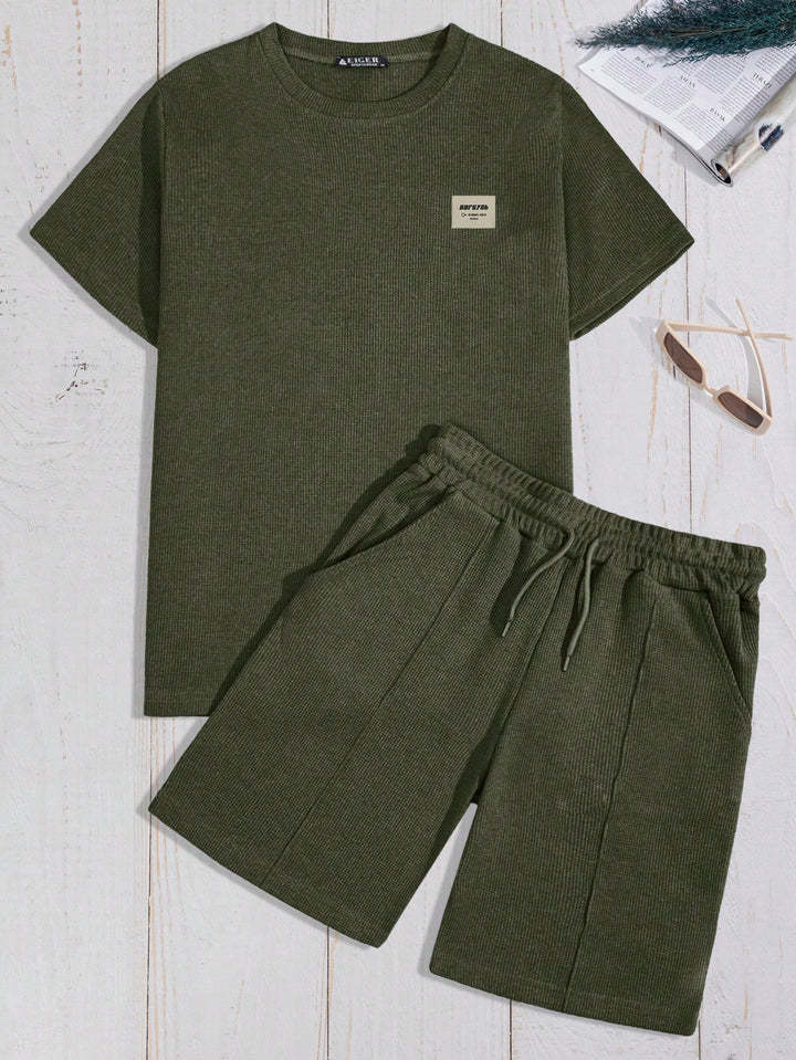 Mens Cotton Waffle Short Sleeve Set