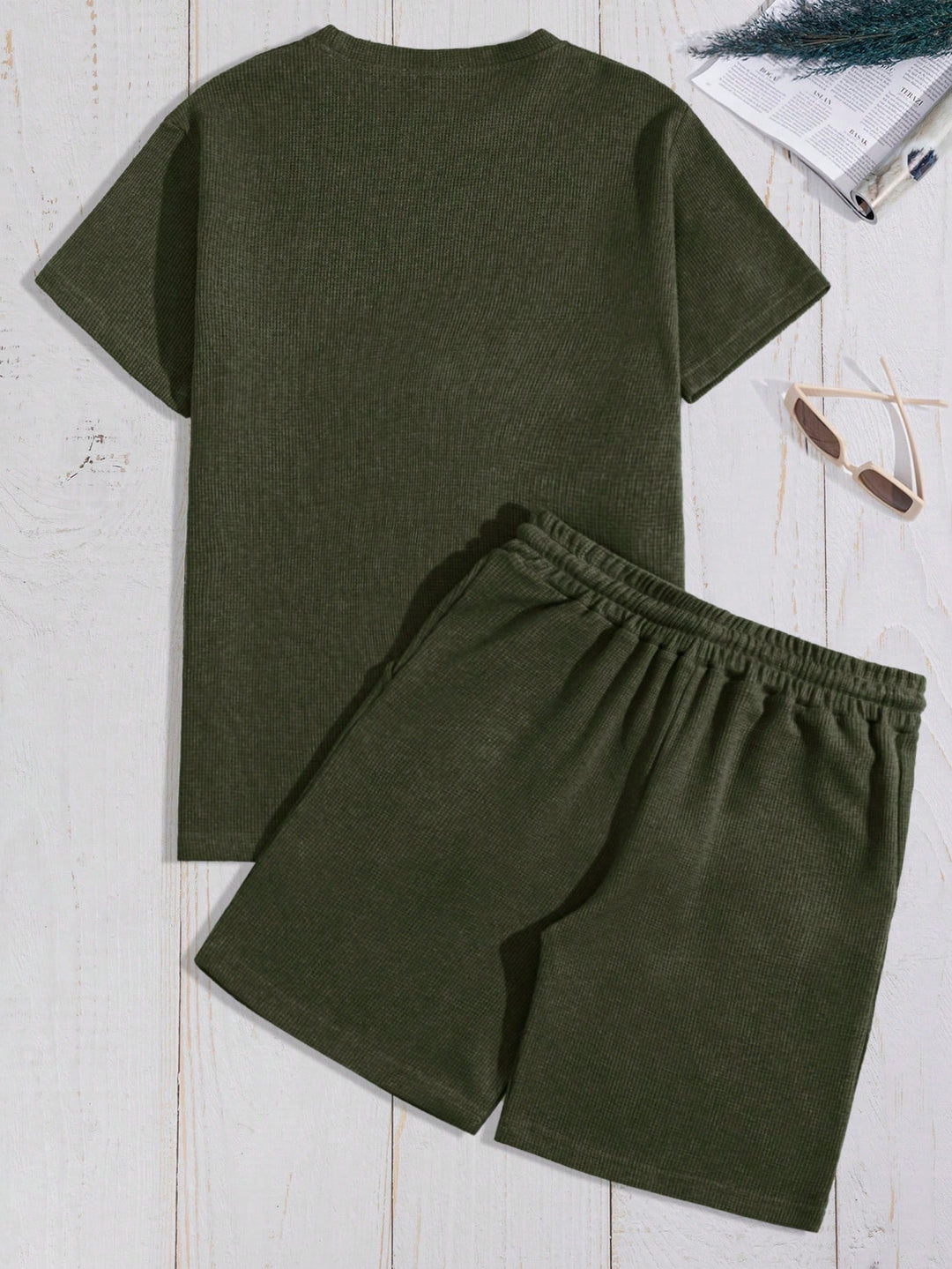Mens Cotton Waffle Short Sleeve Set