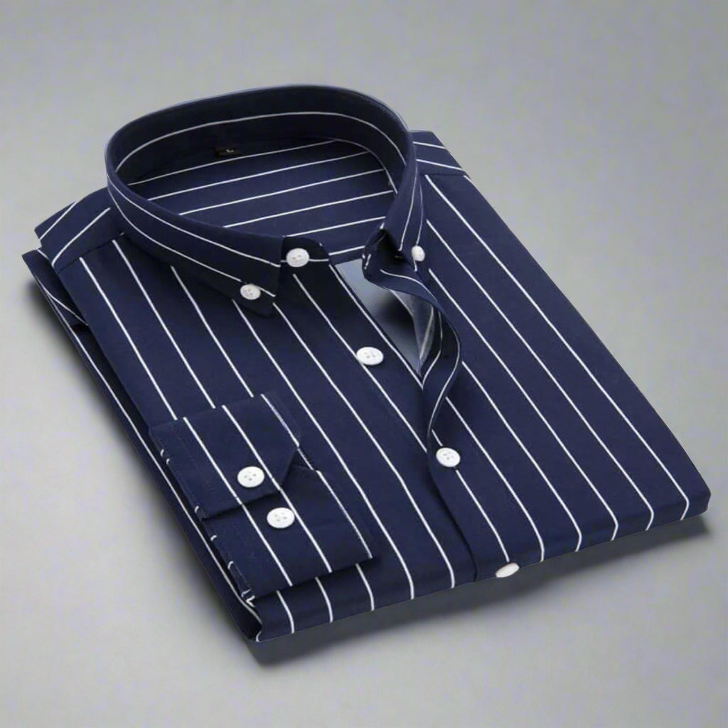 Men's Striped Cotton Long Sleeve Shirt