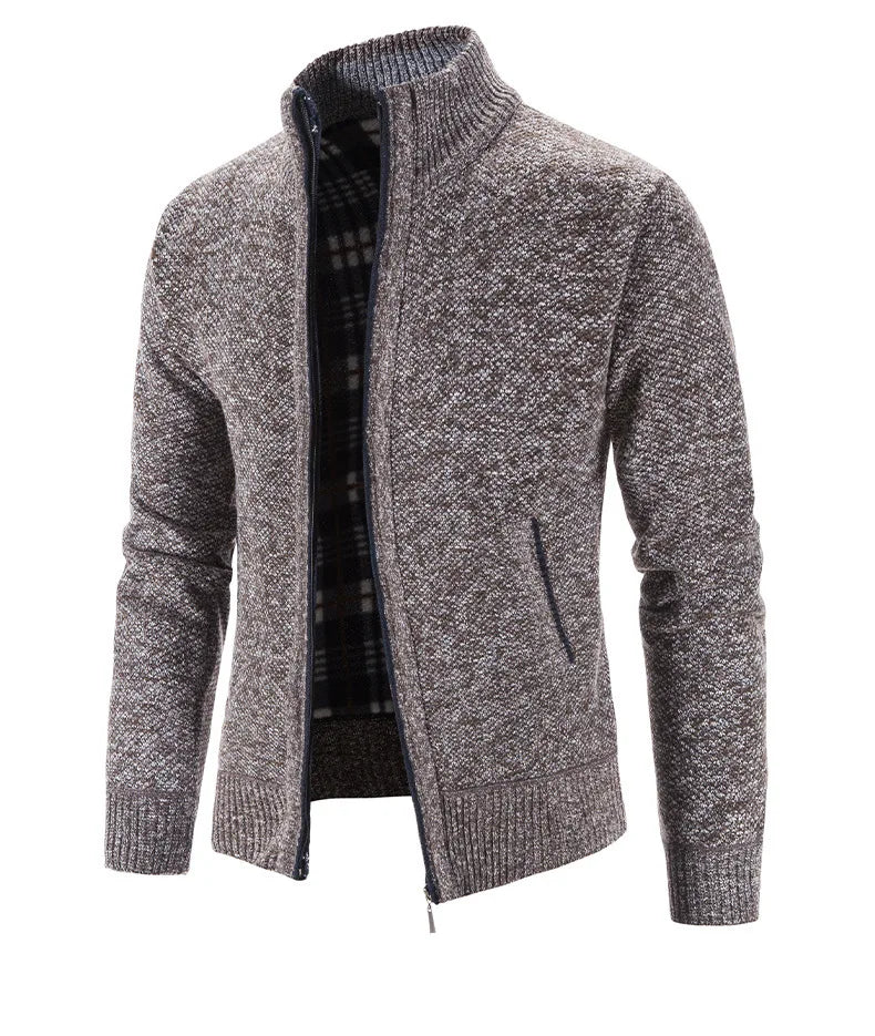 Gray knitted cardigan on a white background
