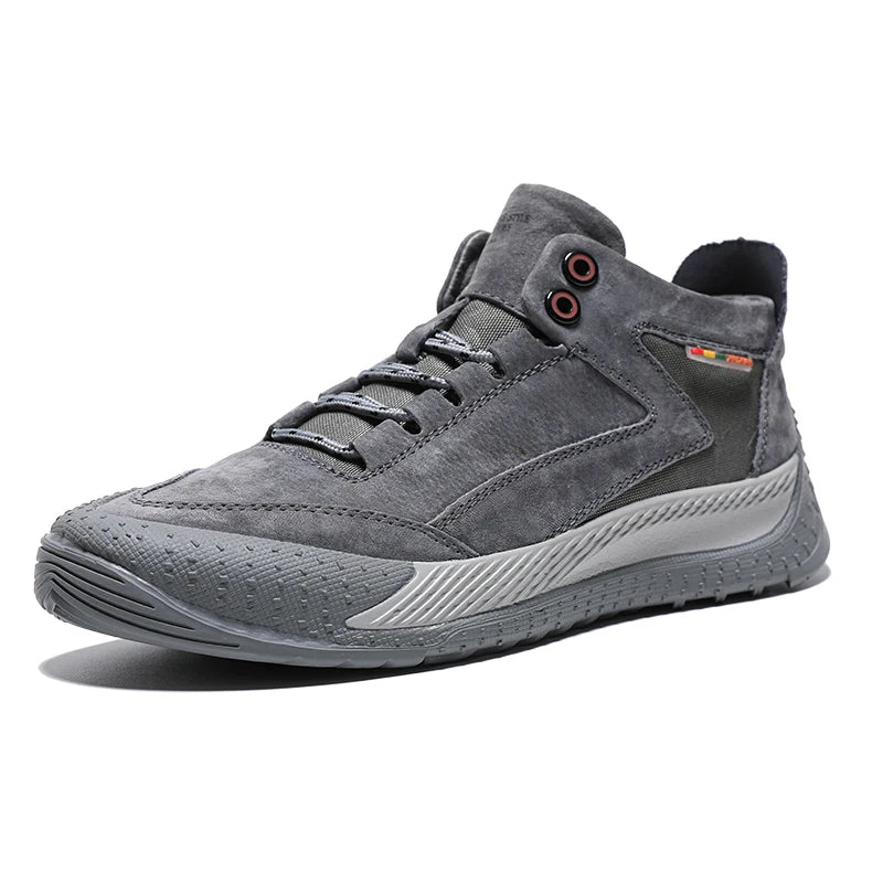 Gray high-top sneaker on a white background