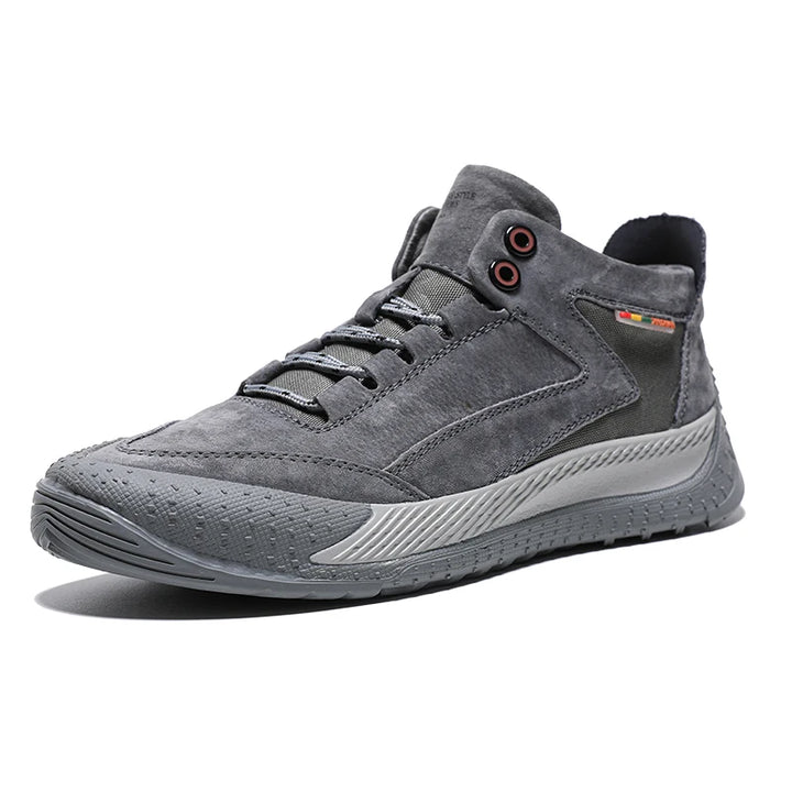 Gray high-top sneaker on a white background