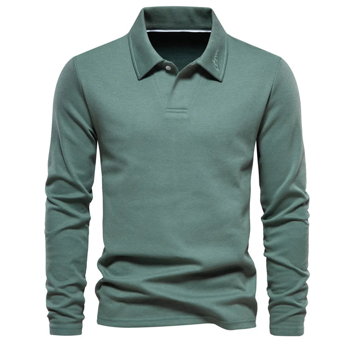 Men's Cotton Long-Sleeve Polo Shirt