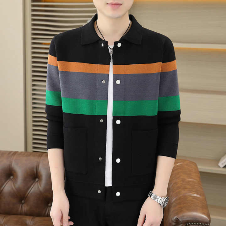 Men’s Striped Button-Up Cardigan