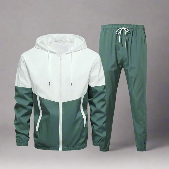 Men's Colorblock Hooded Tracksuit Set