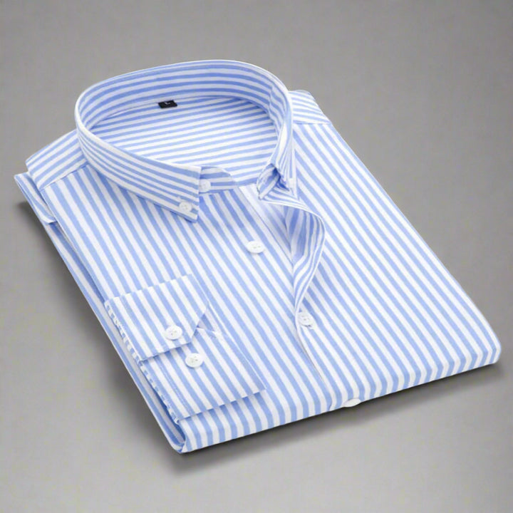 Men's Striped Cotton Long Sleeve Shirt