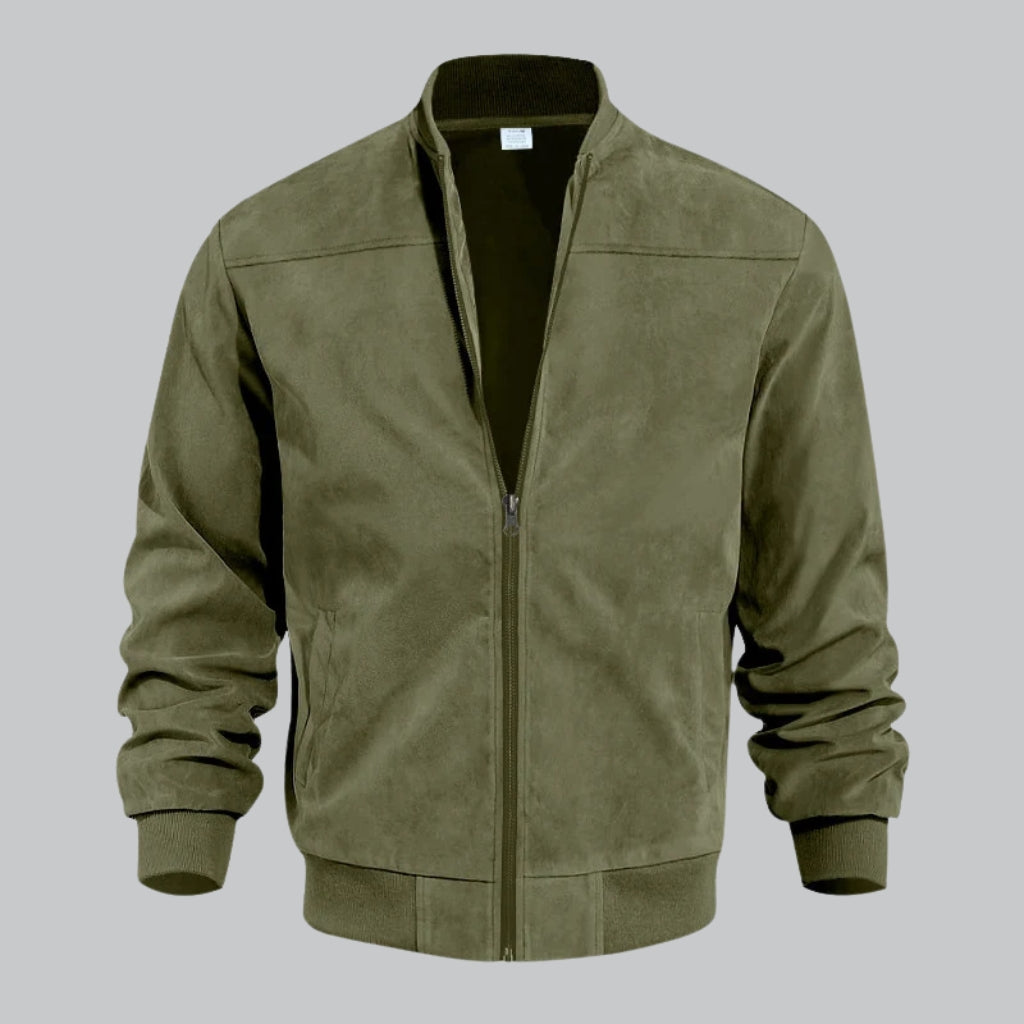 Green jacket on a gray background