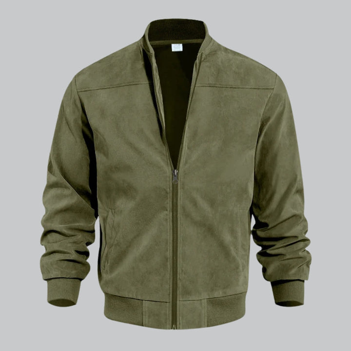 Green jacket on a gray background
