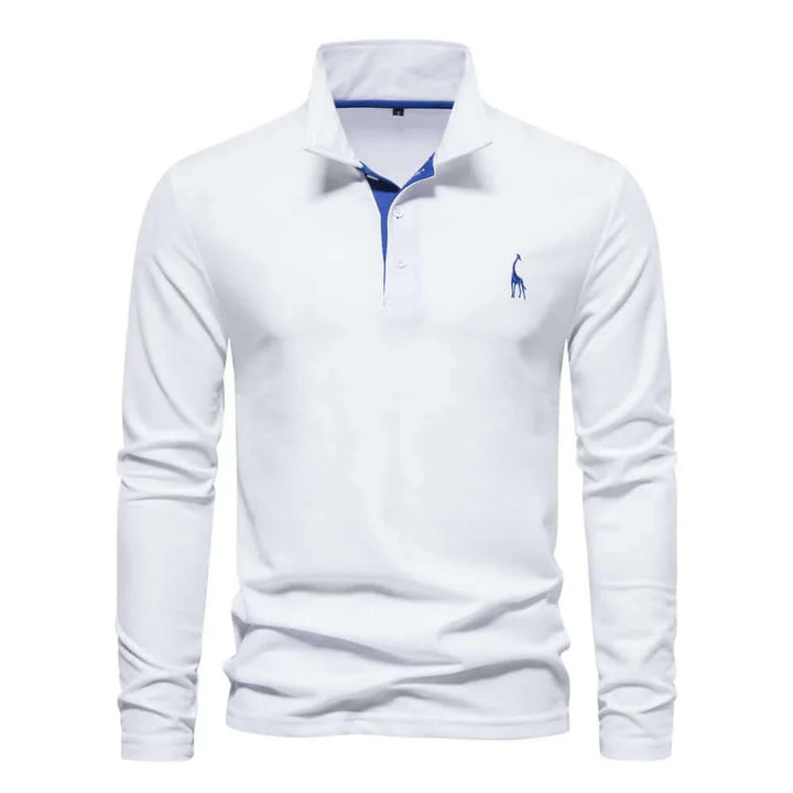  Men's Knit Long Sleeve Cotton Polo Shirt
