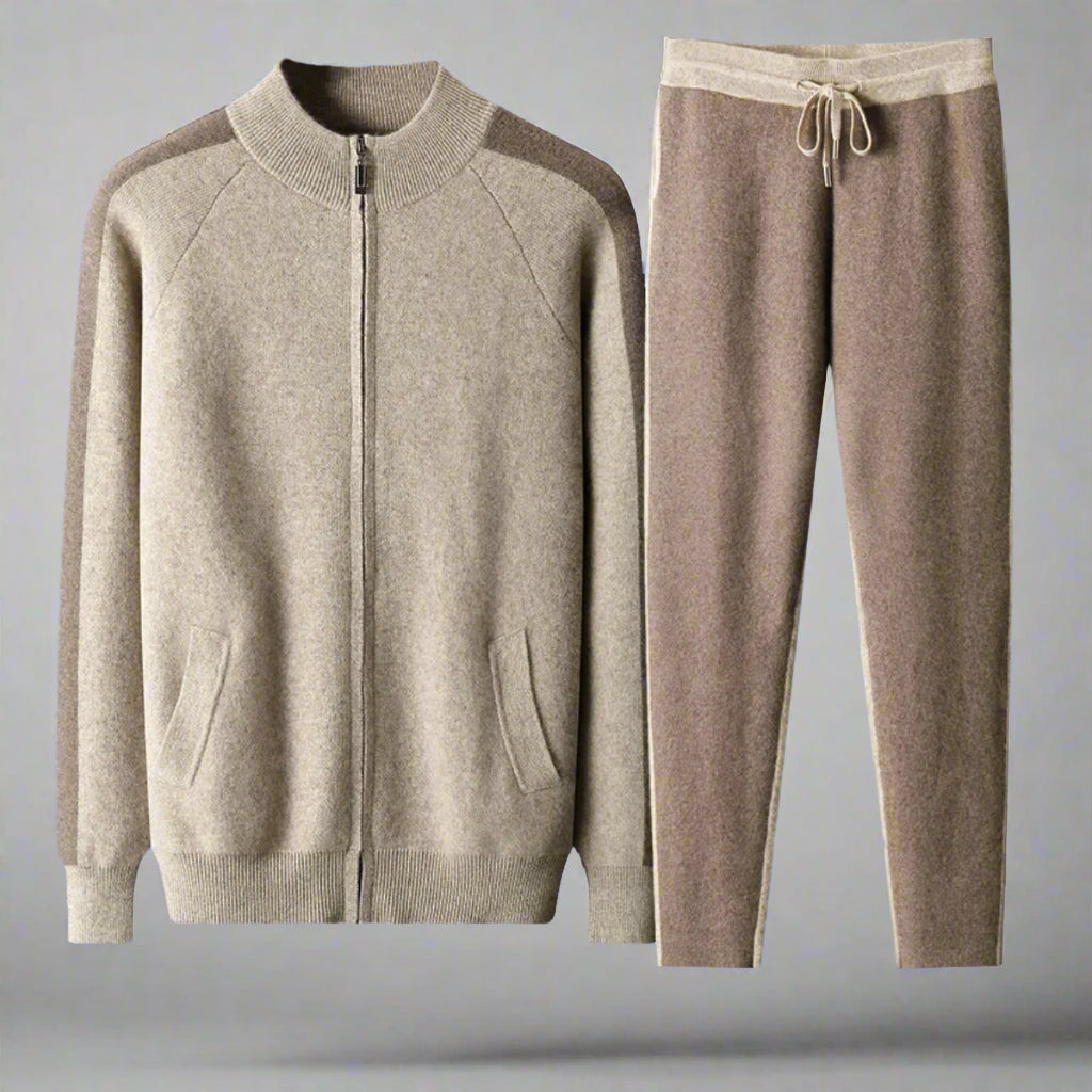 Mens Luxe Cashmere Zip-Up and Lounge Pants