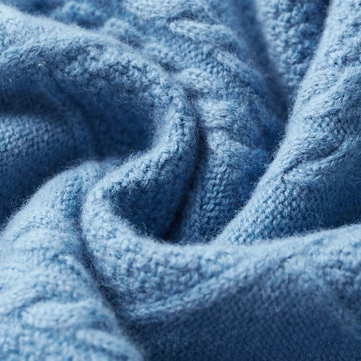 Close-up of a textured blue fabric