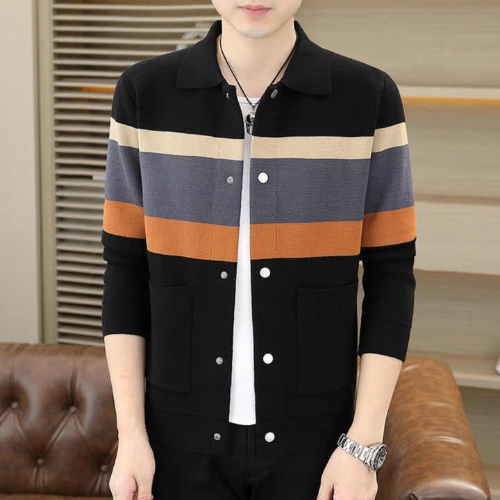 Men’s Striped Button-Up Cardigan