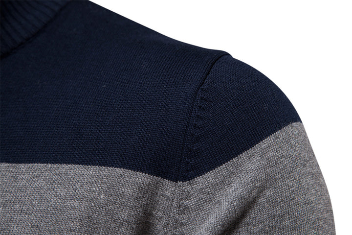 Men’s Quarter-Zip Striped Cotton Sweater