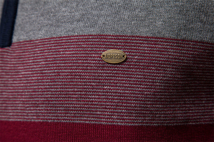 Men’s Quarter-Zip Striped Cotton Sweater