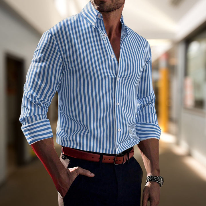  Men's Riviera Stripe Long Sleeve Shirt