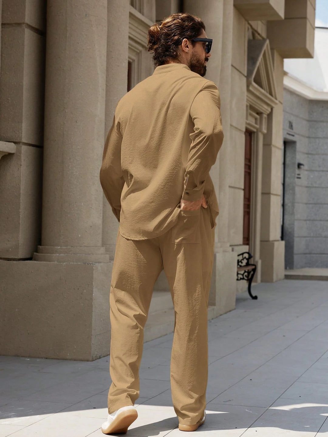 Men's Stand Collar Shirt & Pants Set