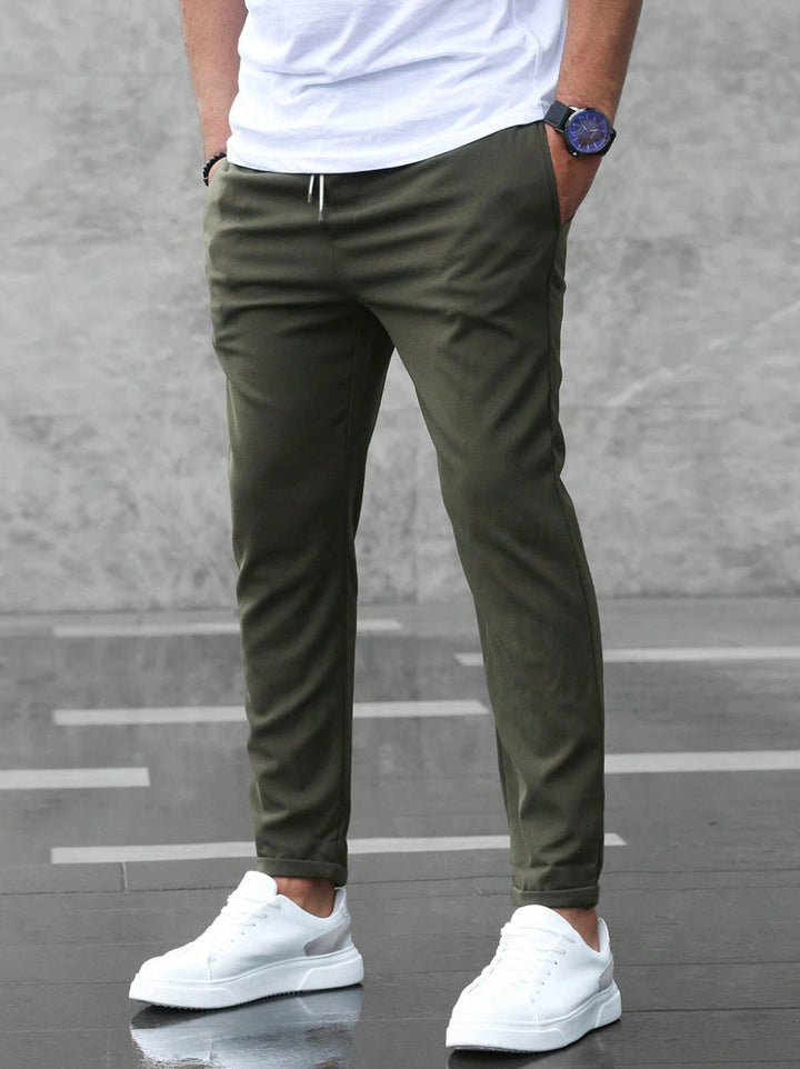 Mens Slim Fit Drawstring Trousers