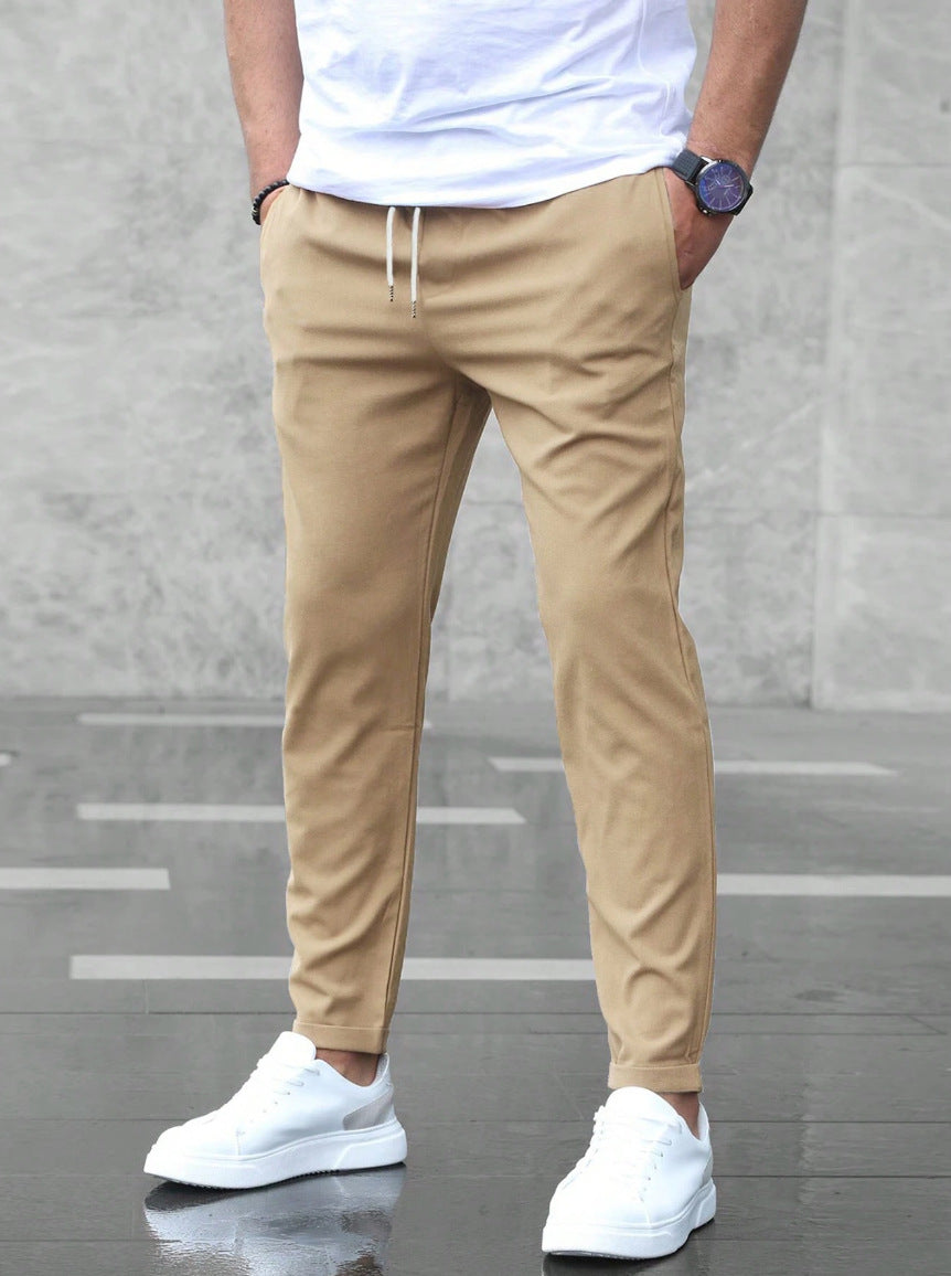 Mens Slim Fit Drawstring Trousers