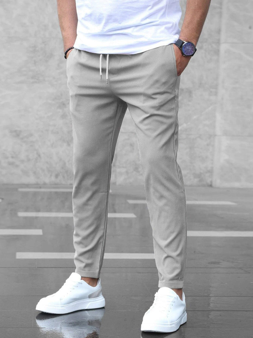 Mens Slim Fit Drawstring Trousers