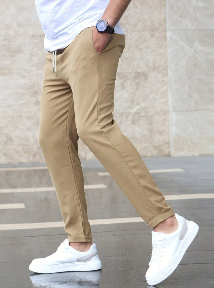 Mens Slim Fit Drawstring Trousers