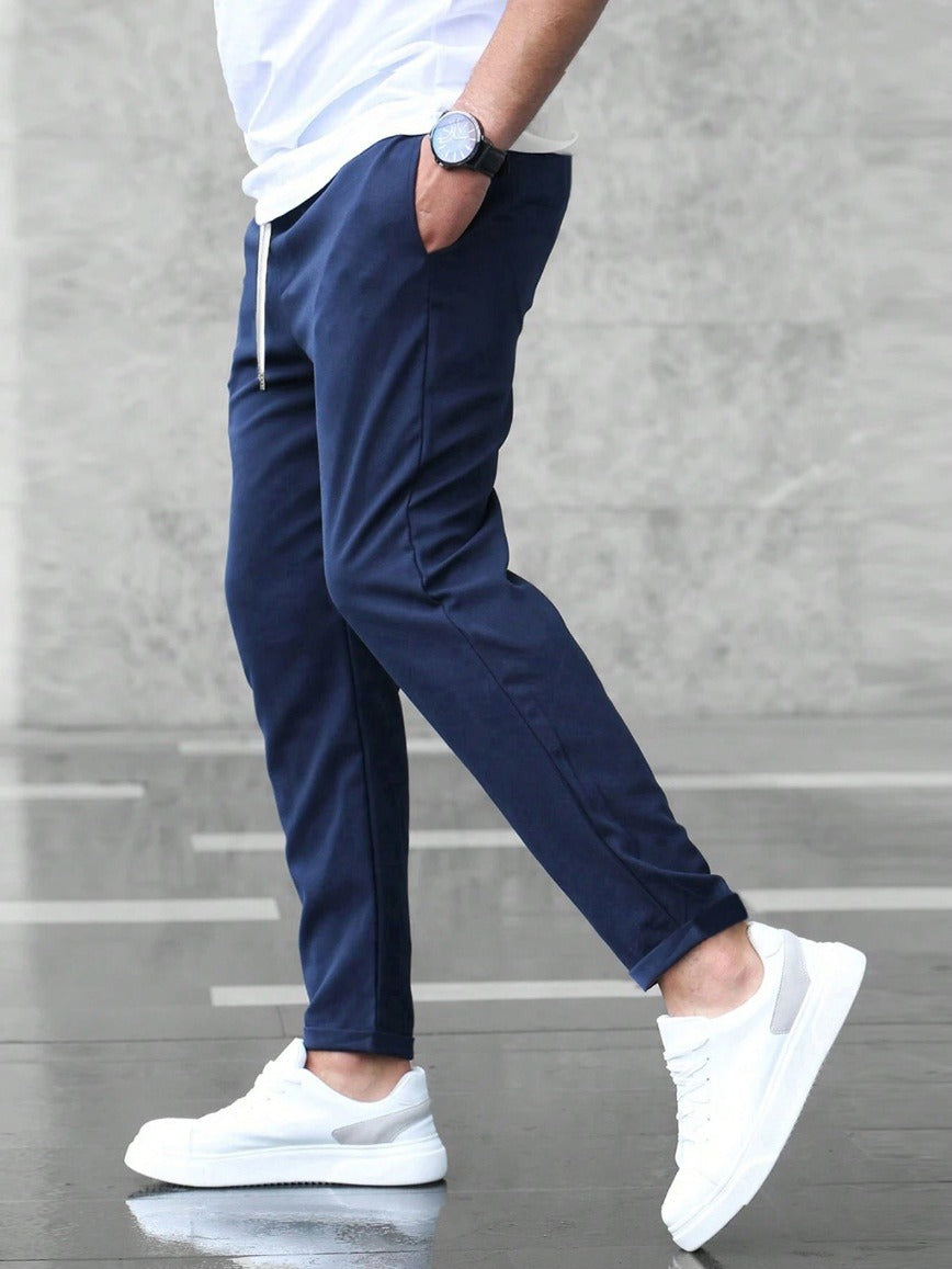 Mens Slim Fit Drawstring Trousers