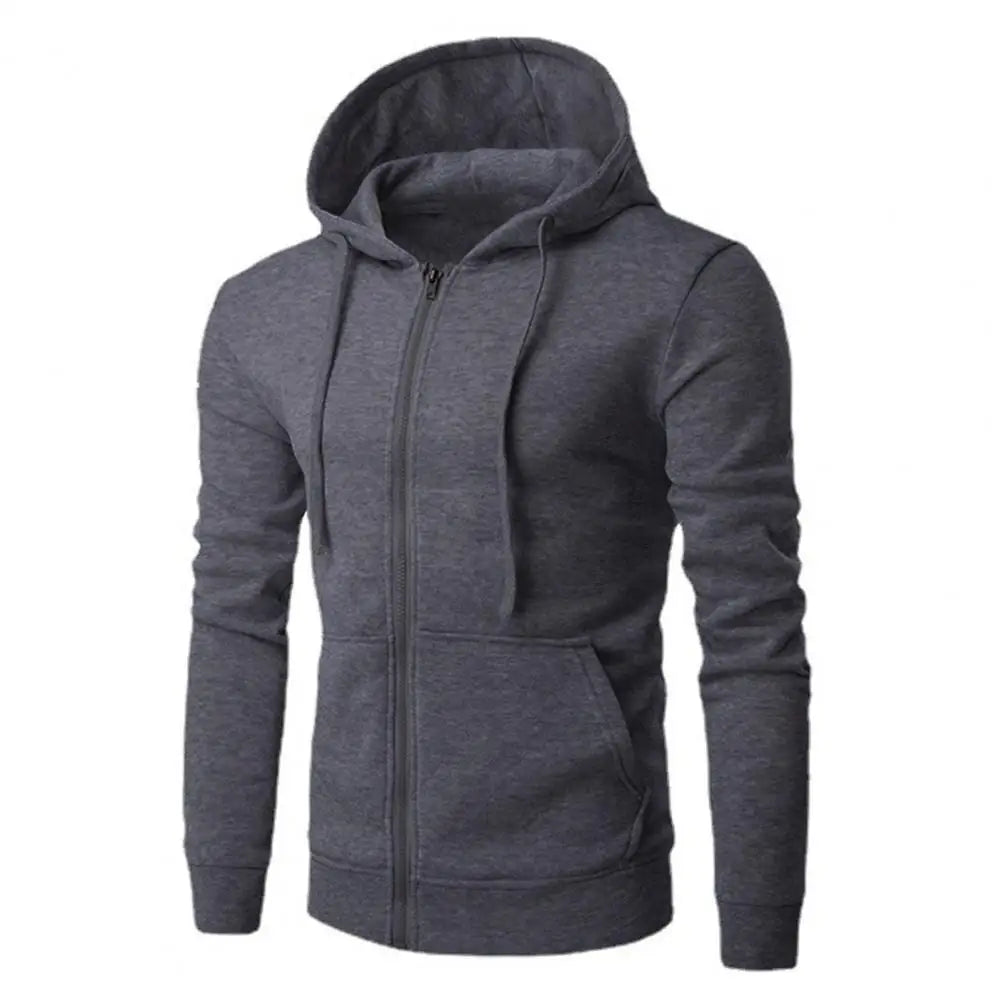 Gray hoodie with a zipper on a white background