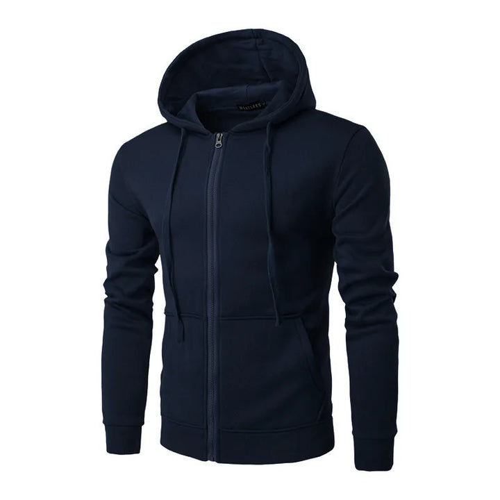 Navy blue hoodie on a white background