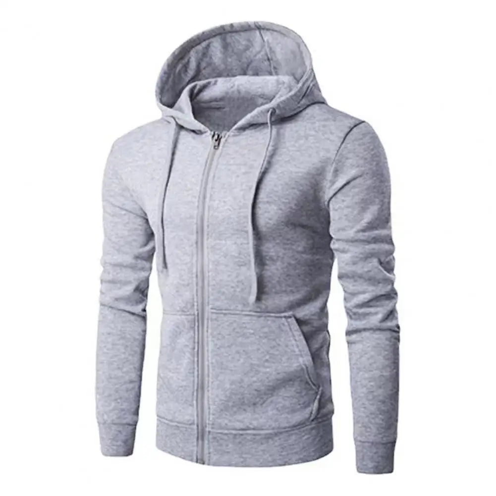 Gray hoodie with a zipper on a white background
