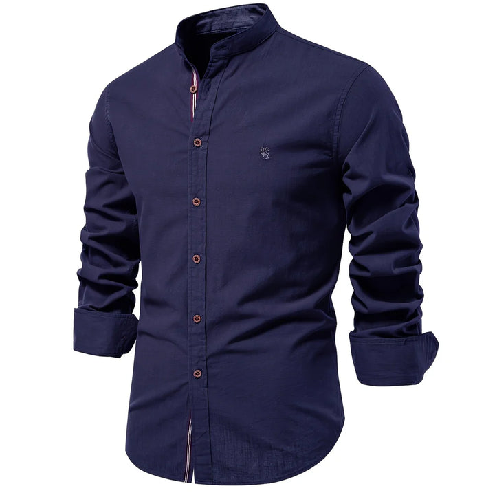 Men's Stand Collar Cotton Shirt