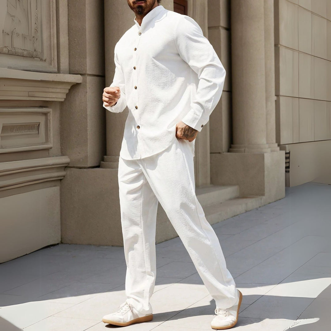 Men's Stand Collar Shirt & Pants Set