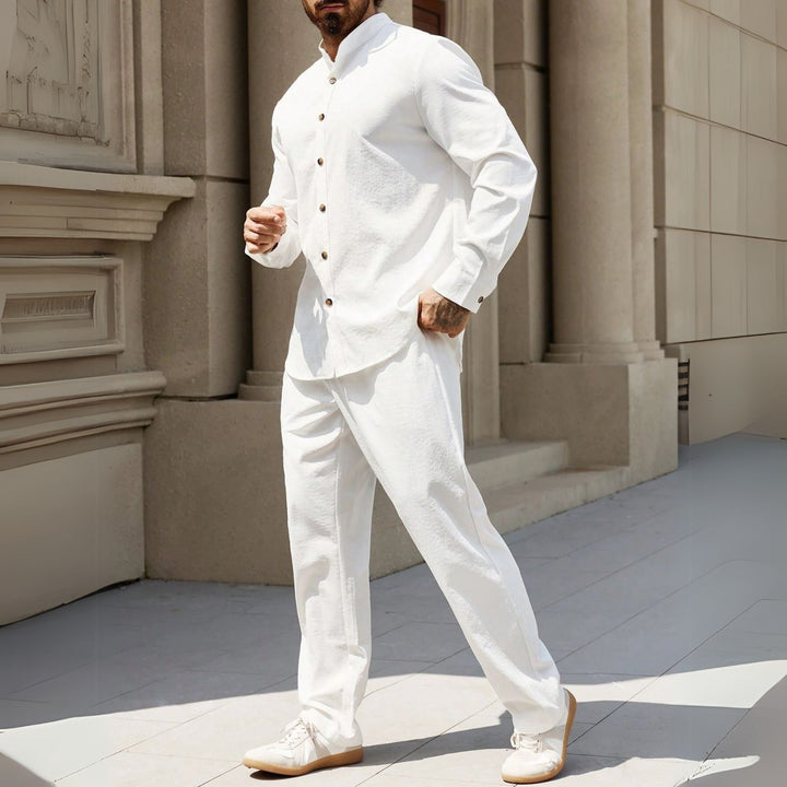 Men's Stand Collar Shirt & Pants Set