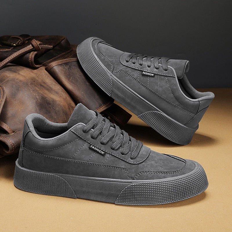 Mens White PU Lace-Up Low-Top Trainers