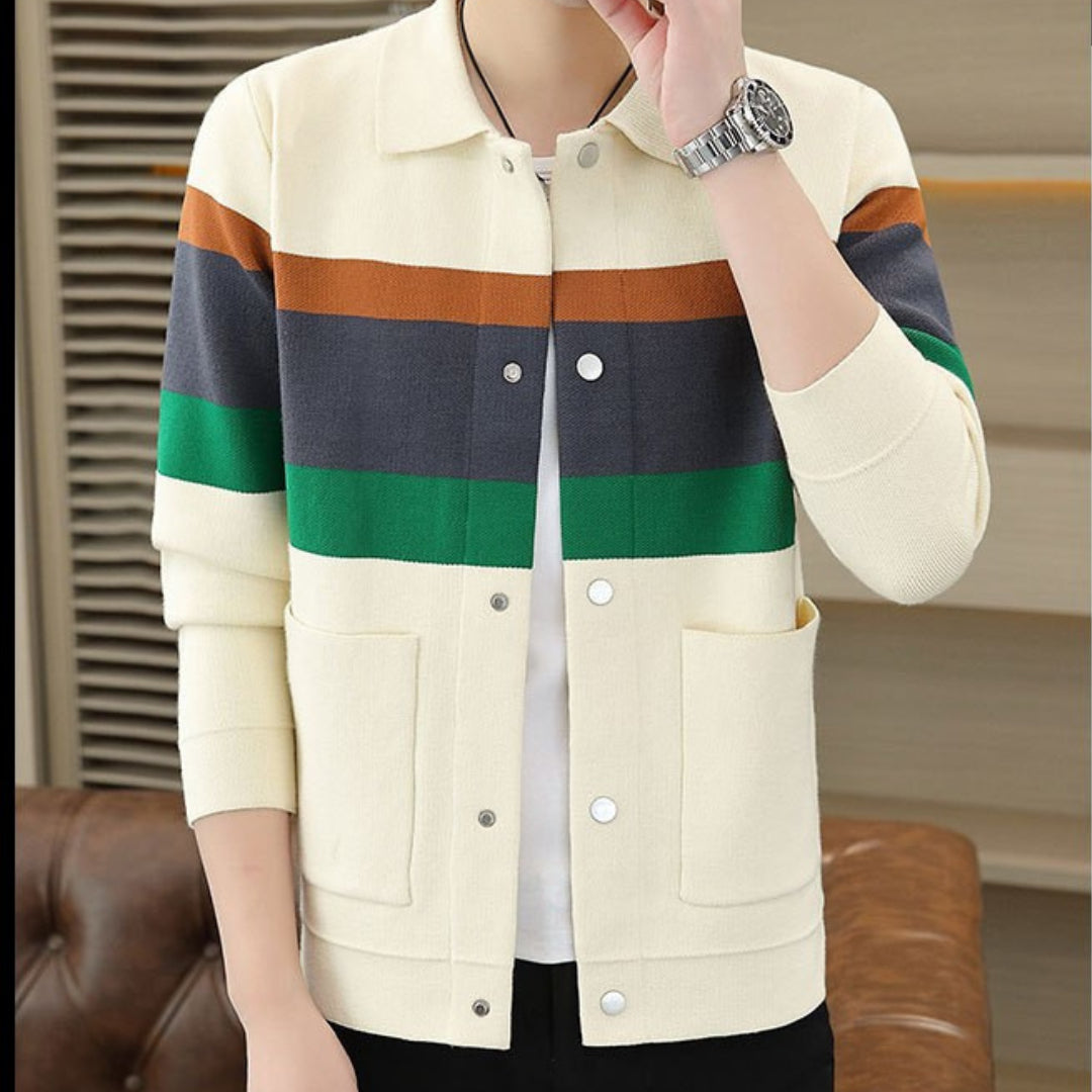 Men’s Striped Button-Up Cardigan