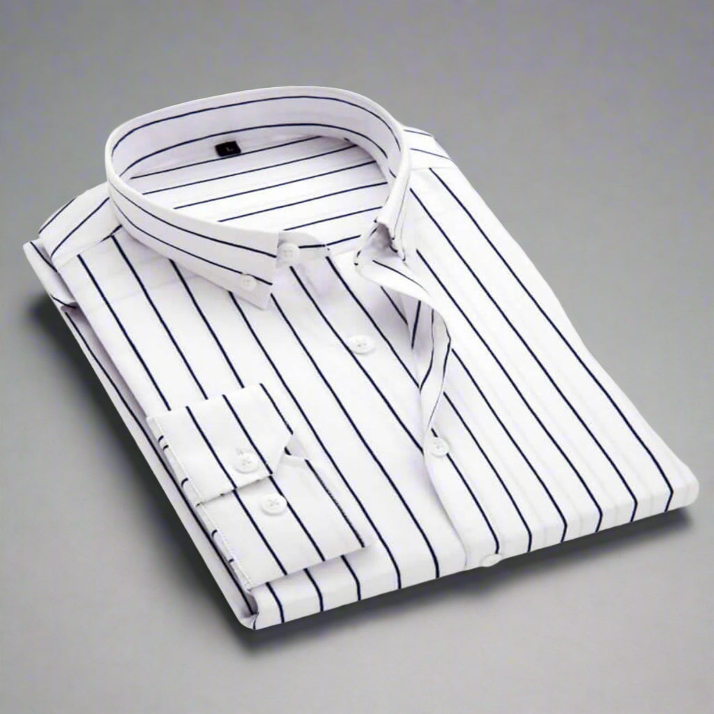 Men's Striped Cotton Long Sleeve Shirt